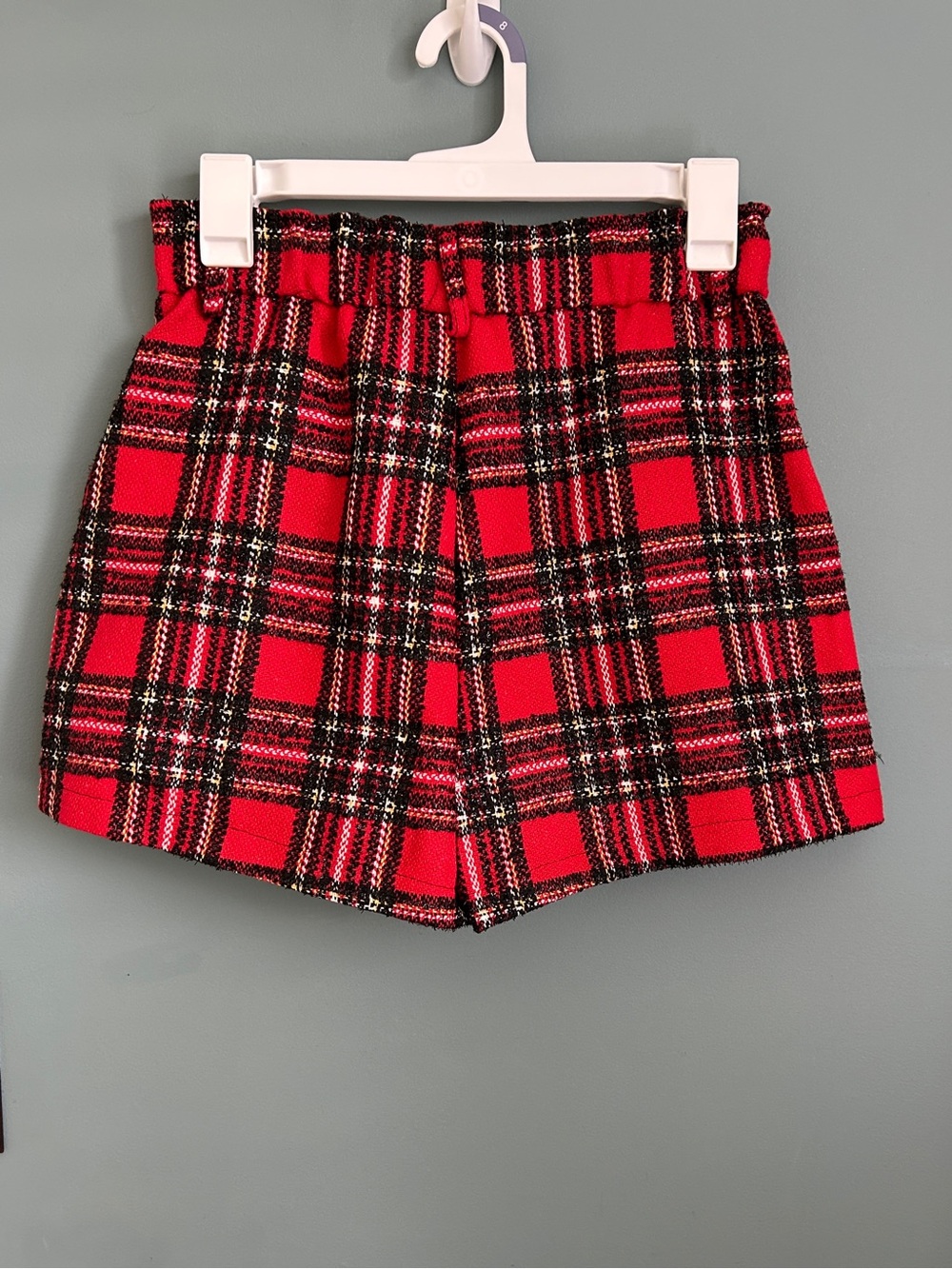 SHEIN Red Plaid Black Metallic High-Waist Shorts Size Small - Picture 7 of 9